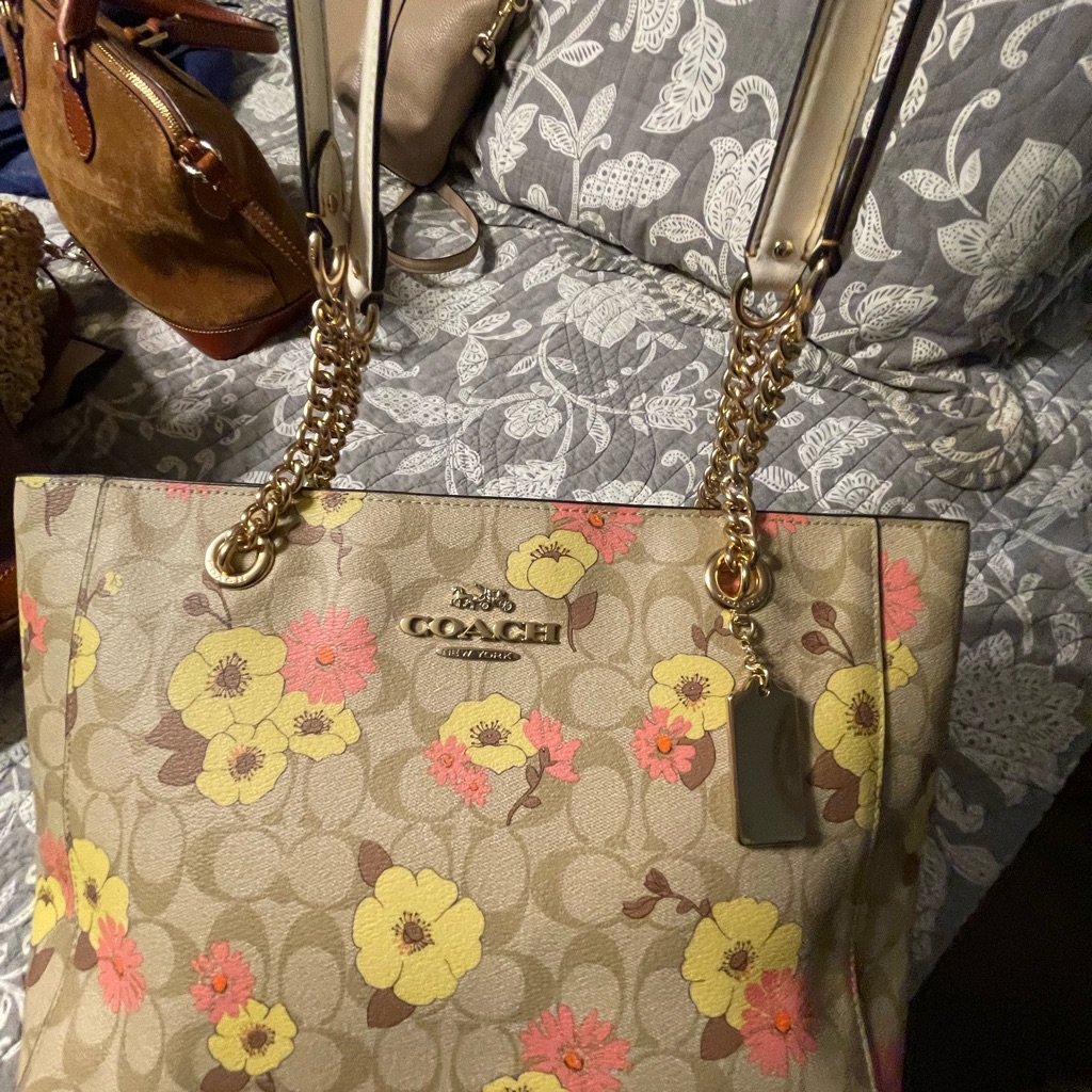Coach Cammie Chain Tote In Signature Canvas With Floral Cluster Print